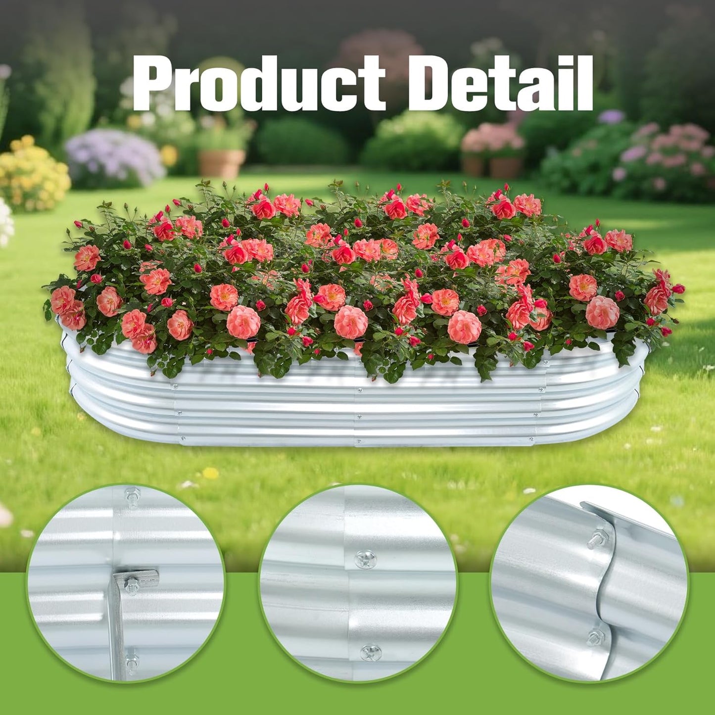 2Pack 6x3x1FT Galvanized Planter Raised Garden Boxes Outdoor Large Metal Gardens Beds for Vegetables Flowers Herbs Succulents