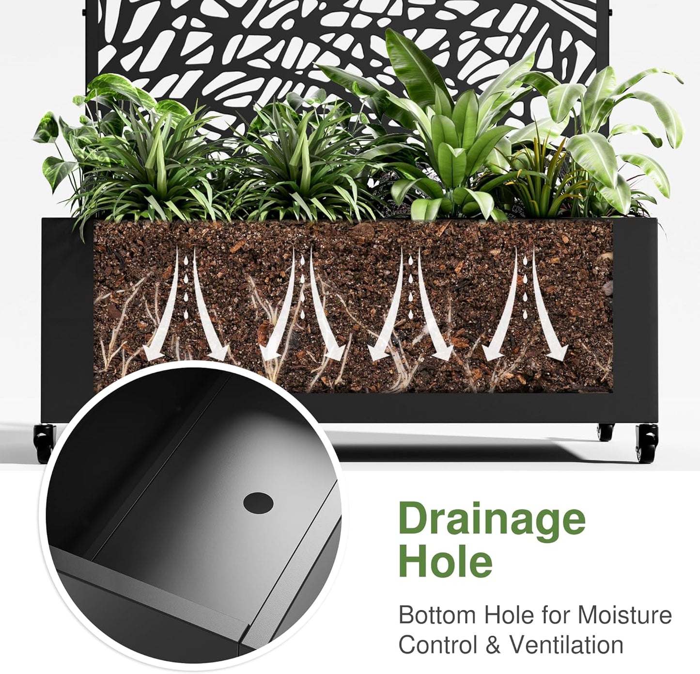 Lumioca 71"x47"x16" Metal Raised Garden Bed with Trellis, Trellis with Planter Box for Backyard Patio Balcony Climbing Plants, Black Web