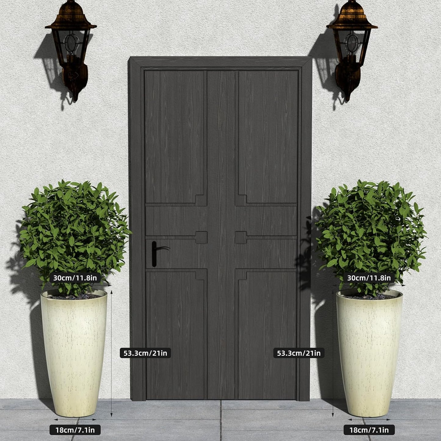 QCQHDU 21 inch Tall Planters for Outdoor & Indoor Plants, 2 Pack Sturdy Plant-Flower-Tree Pots for Front Porch Patio Deck Living Room Decor