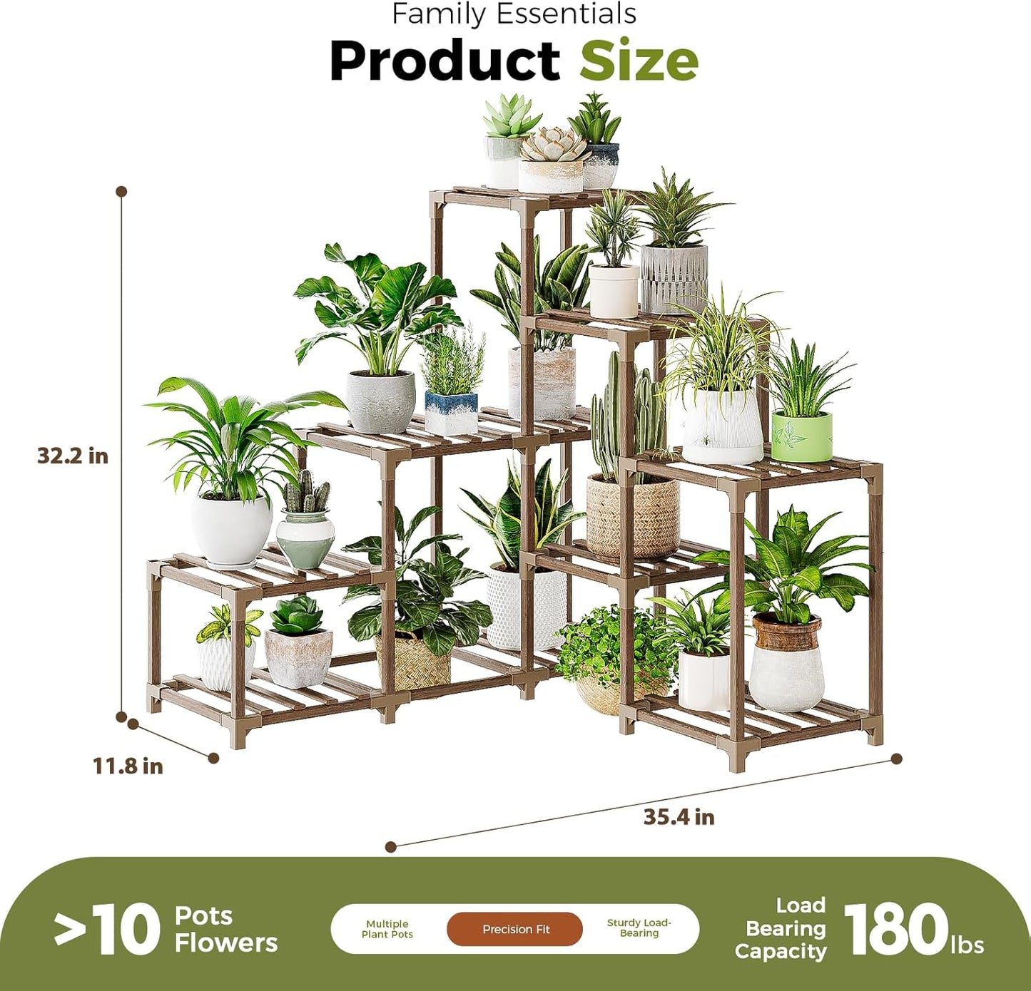 Bamworld Plant Stand Indoor Corner Plant Shelf Outdoor for Multiple Plants Wood Flower Stand Ladder Plant Table for Plant Pots for Window Garden Balcony Living Room