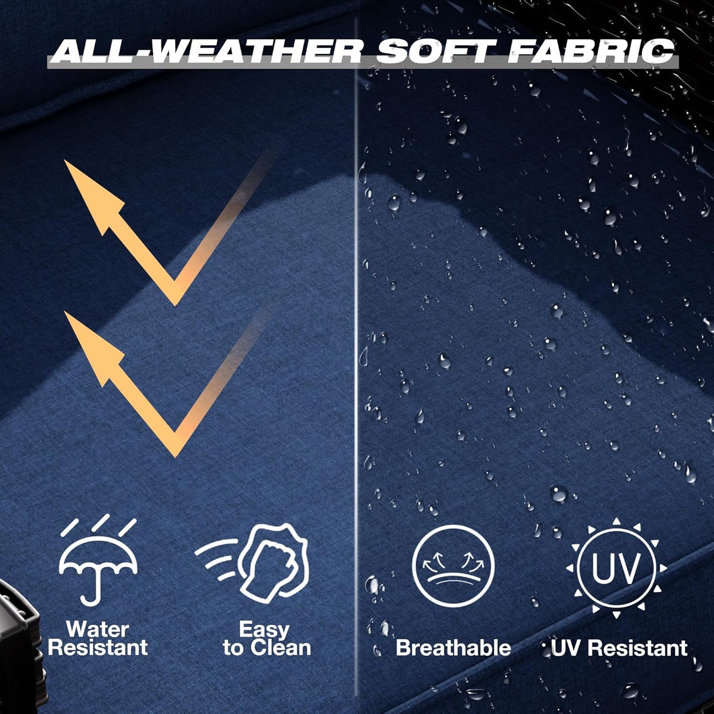 Joyside Wicker Patio Furniture Sets, 5 Pieces Upgraded Large Size Outdoor Furniture with Patio Dining Chairs, 3-Seat Sofa and Outdoor Ottoman, Thick Cushions, Wide Armrest