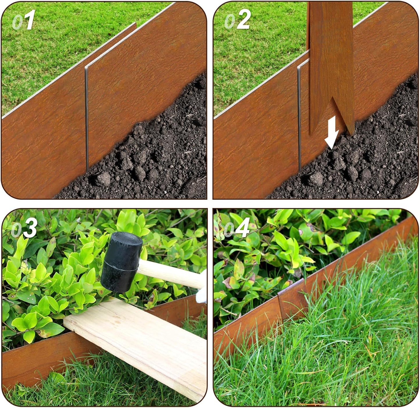 40" L X 6" H Corten Steel Landscape Edging,6 Pack Landscape Edging with 7 Clips and Gloves,Garden Edging Border for Lawn, Flower Bed, Yard (Rust-Colored)