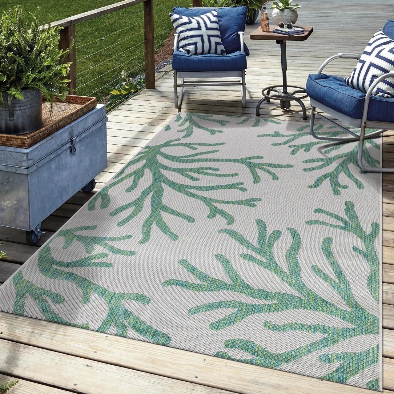 Keen Home Design Terrace Outdoor Area Rug - 6x9 Washable Indoor/Outdoor Rug for Patio, Kitchen, Balcony, Beach, Garden, Deck and Porch, Size: 6'x8'10"