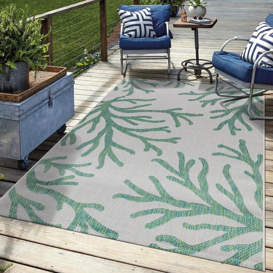 Keen Home Design Terrace Outdoor Area Rug - 10x14 Washable Indoor/Outdoor Rug for Patio, Kitchen, Balcony, Beach, Garden, Deck and Porch, Size: 10'x14'