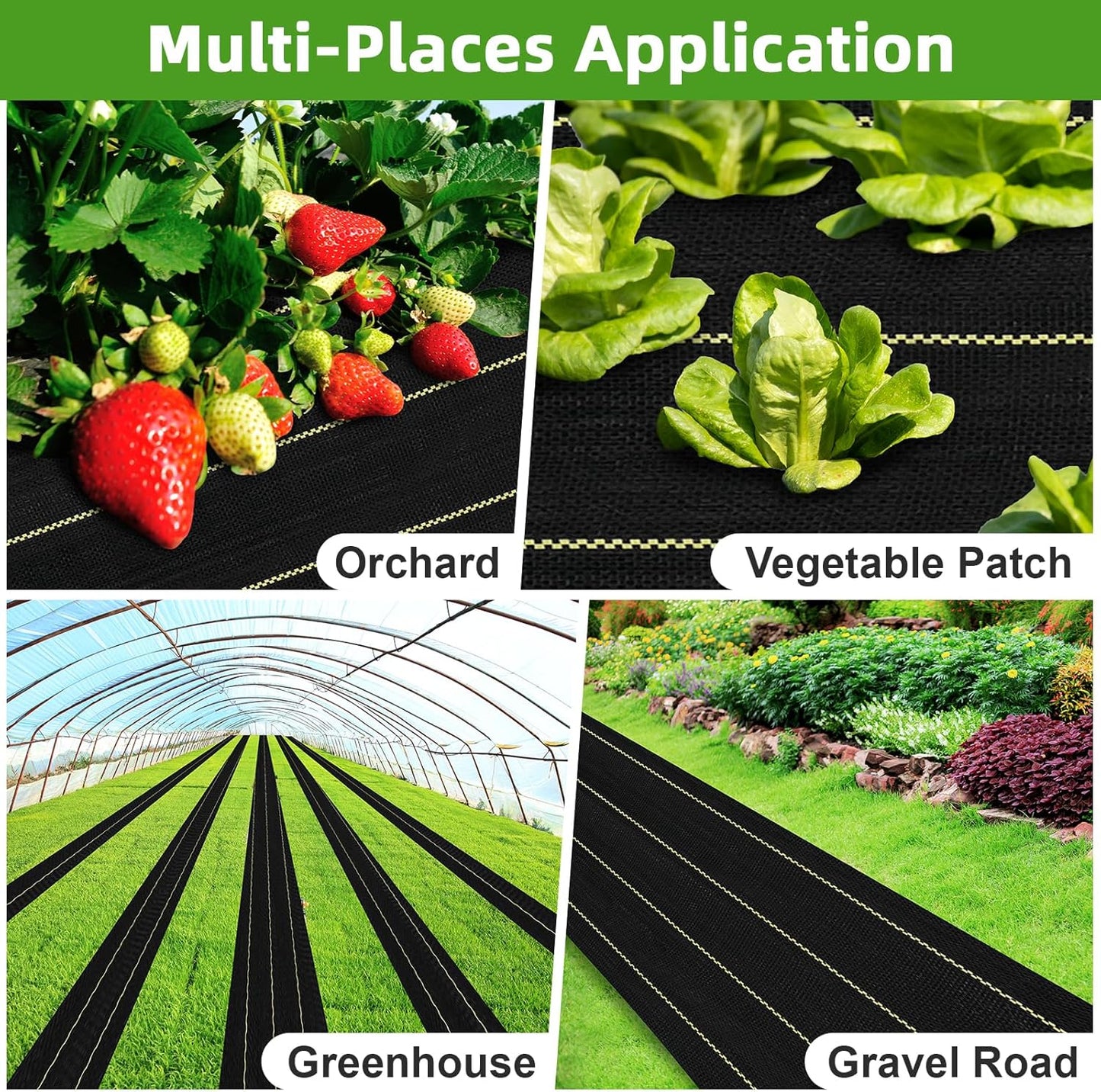 Shade&Beyond 8ftx300ft Weed Barrier Fabric 3.5oz Heavy Duty Landscape Fabric with Superior Permeability Weed Control, Garden Woven Ground Cloth with Staples