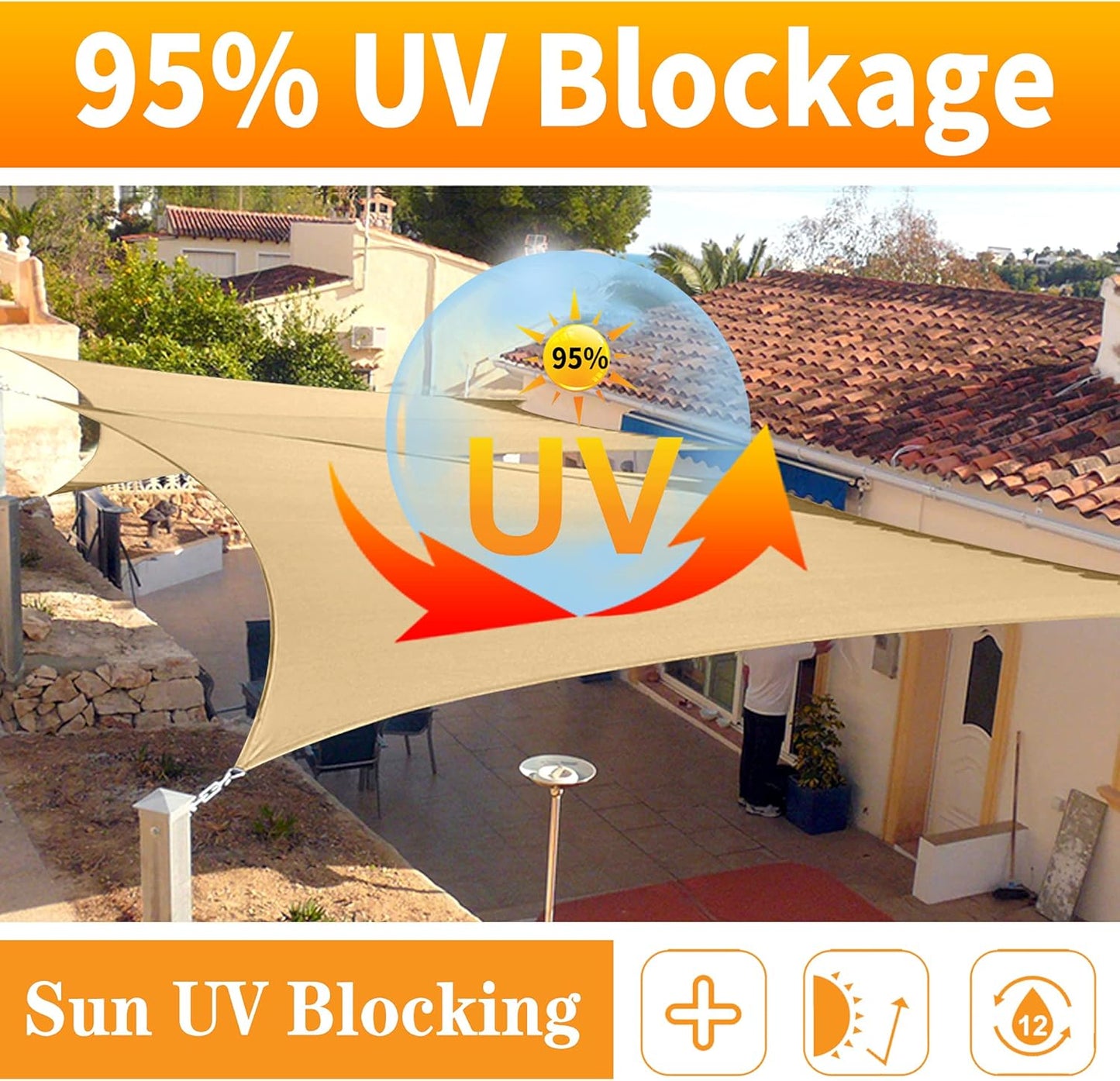 9' x 16' Green Rectangle Sun Shade Sail SSP1212 Canopy Durable Fabric UV Block Awning We Make Custom Orders