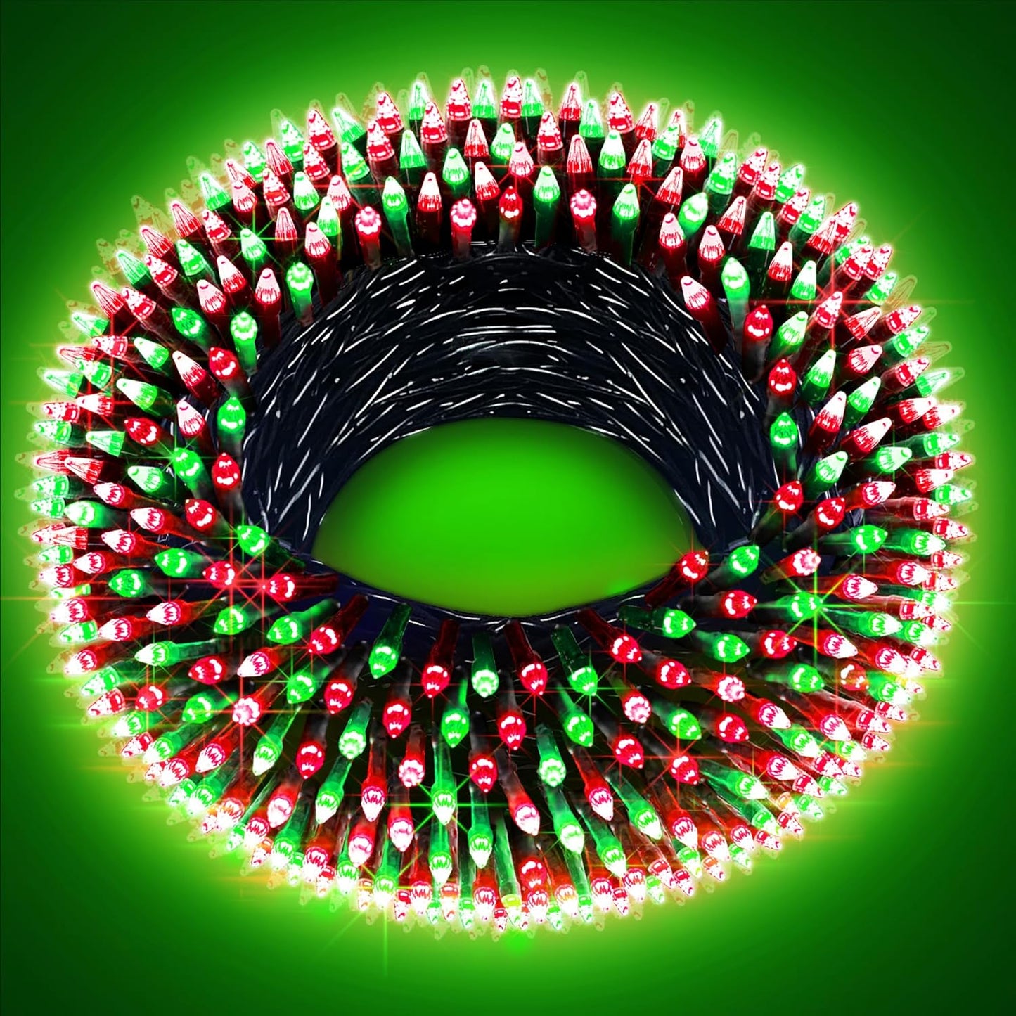 300LED Christmas Lights Indoor Outdoor Use Green Wire, 8 Lighting Modes 100FT Christmas Tree Lights with Timer & Memory, IP44 Waterproof for Tree Xmas Patio Yard Fence Balcony Garden Decor Red & Green