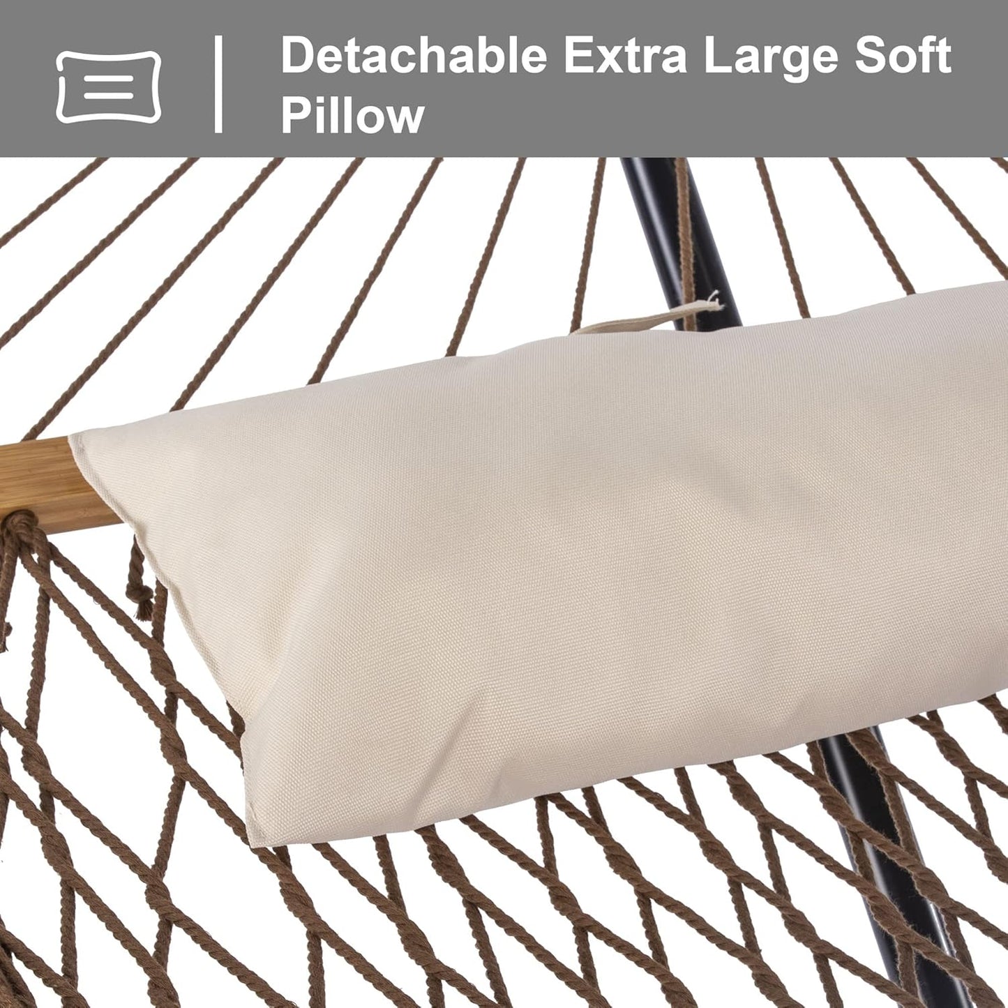 SUNCREAT Portable Hammock with Stand,Heavy Duty Standing Hammock, 450 lbs Capacity, Brown