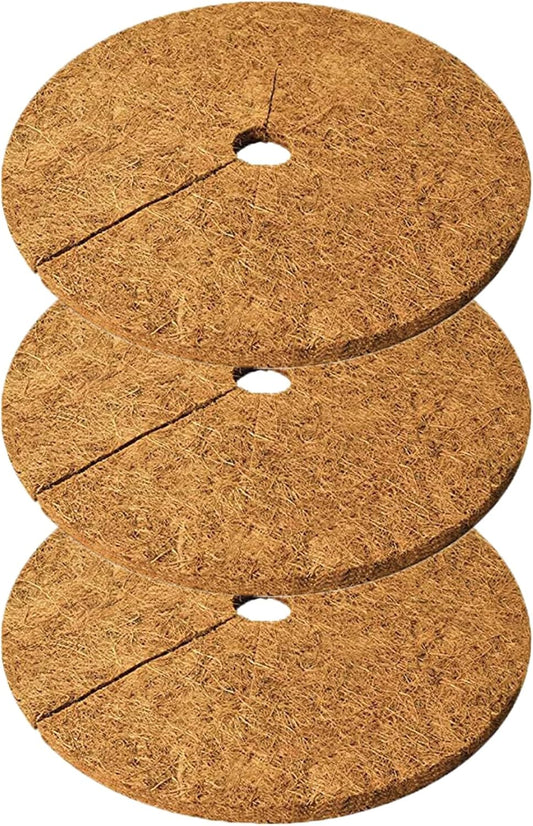 Deepthi 18-Inch Coco Coir Mulch Mats – Pack of 3 Natural Coconut Fiber Discs – Tree Ring Guards, Pot Covers, Sapling Root Protection, Weed Barrier, Moisture Retention for Garden & Potted Plants