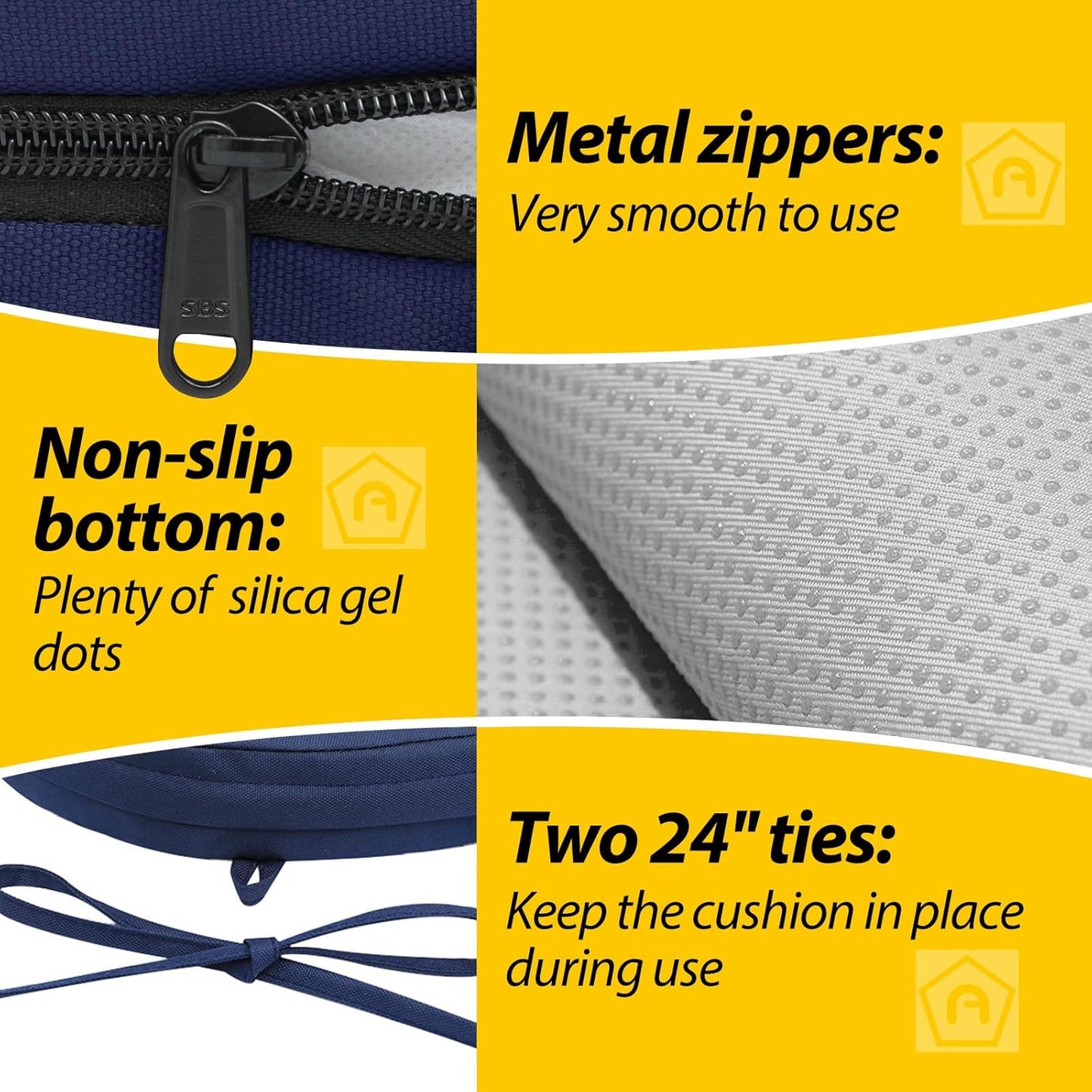 AAAAAcessories Outdoor Seat Cushions for Chairs, Waterproof, Fade-Resistant Patio Furniture Replacement Cushions, 17" x 16" x 2", Set of 2, Navy Blue