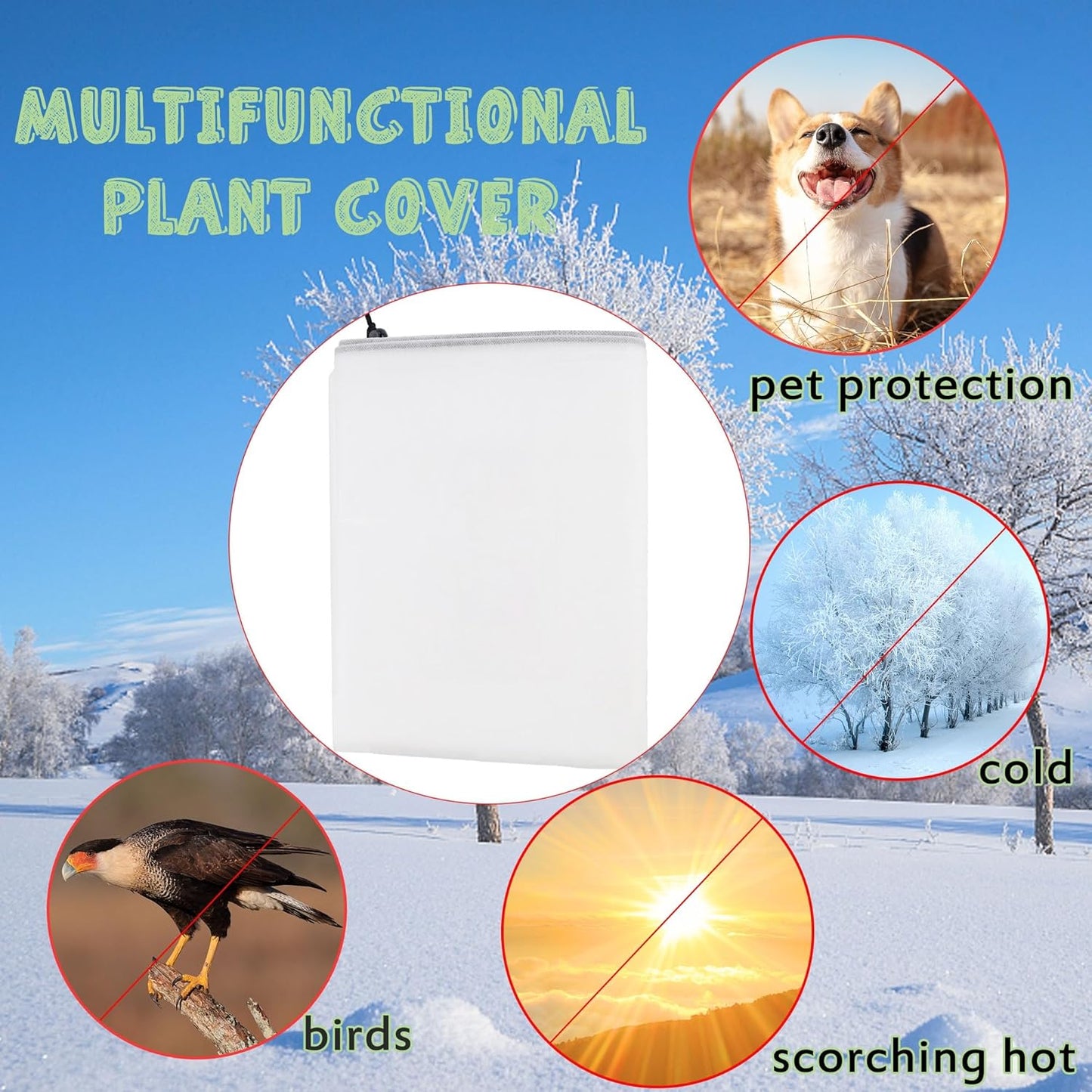 Freeze Protection Plant Cover, 84" x 72"Frost Winter Protection Tree Wrap Bag, Cold Weather Protection Cloth Cover Outdoor for Growing Season Extension and Freezing Protection