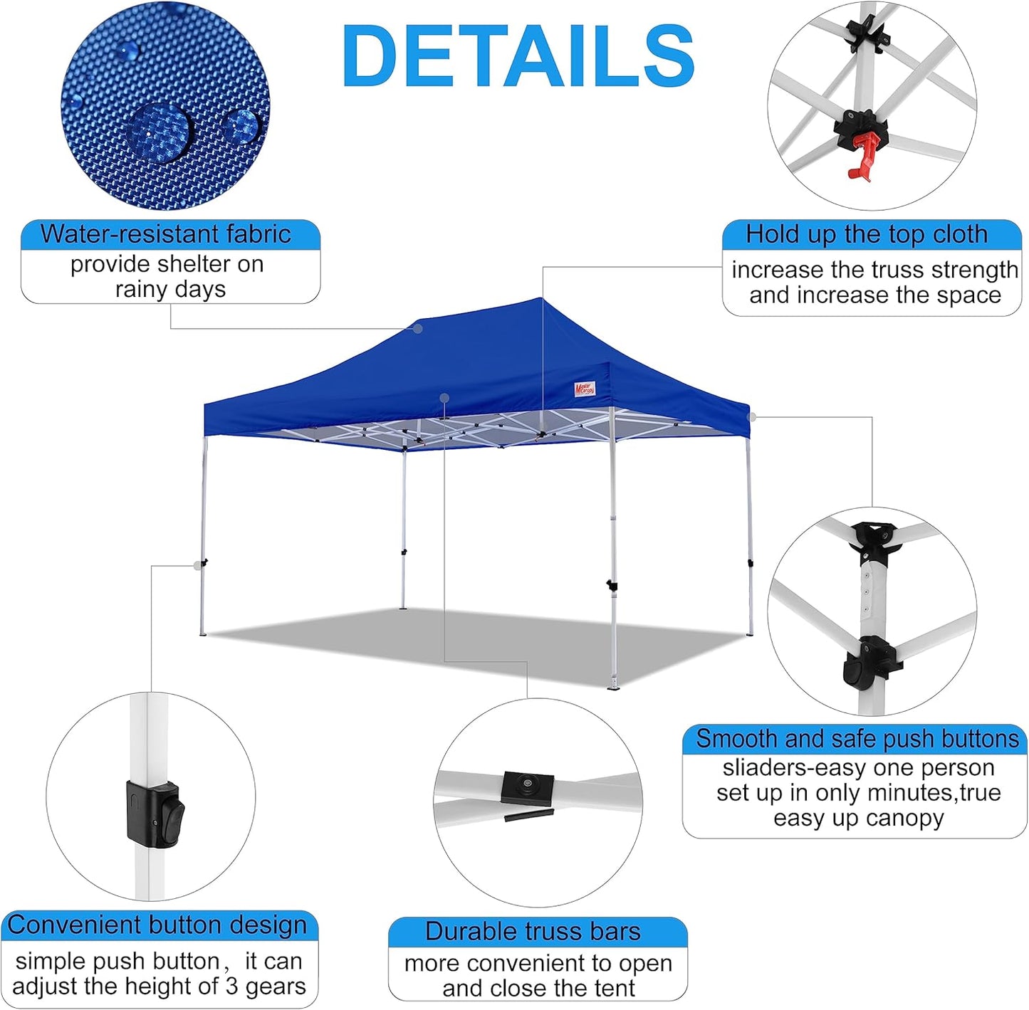 MASTERCANOPY Pop Up Canopy Tent Commercial Grade 10x15 Instant Shelter (Blue)