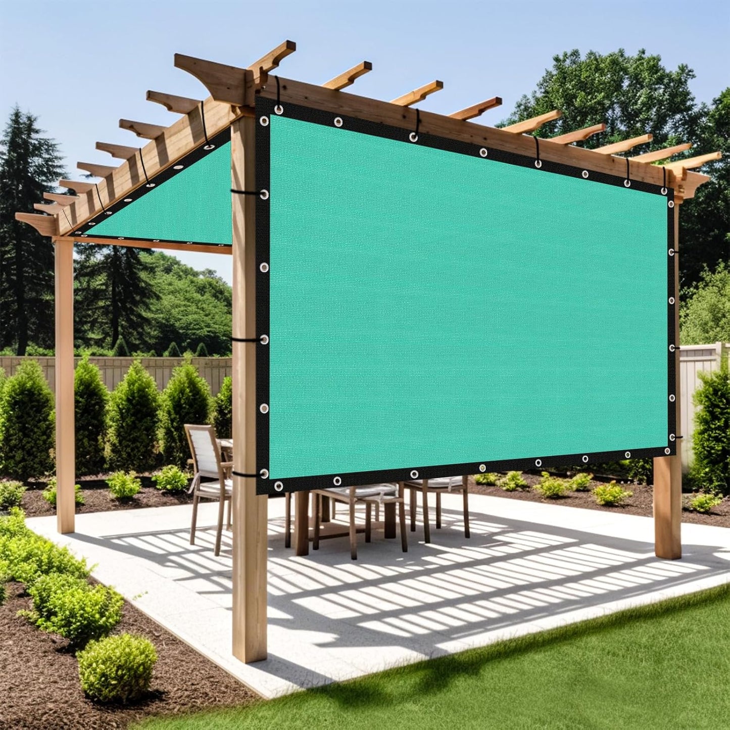 Shade&Beyond Customized Size 90% Sun Shade Cloth with Grommets, 5' X 8' Pergola Shade Cover Canopy, Mesh Tarp Sun Screens for Patio, Outdoor, Garden, Backyard GN01, Turquoise