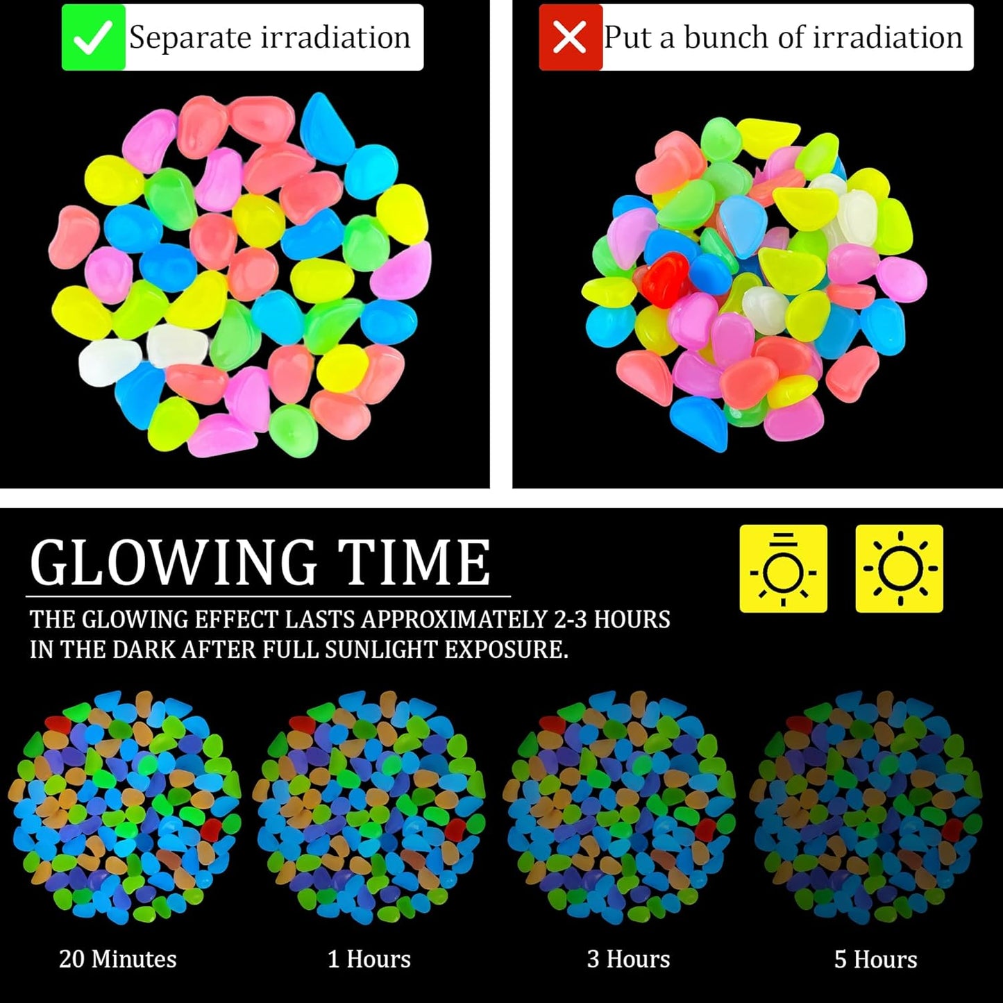 3.5LB 25-27mm Glowing Rocks Luminous Pebbles Glow in The Dark Rocks Luminous Stones for Driveway Walkway Potted Plants Fish Tank