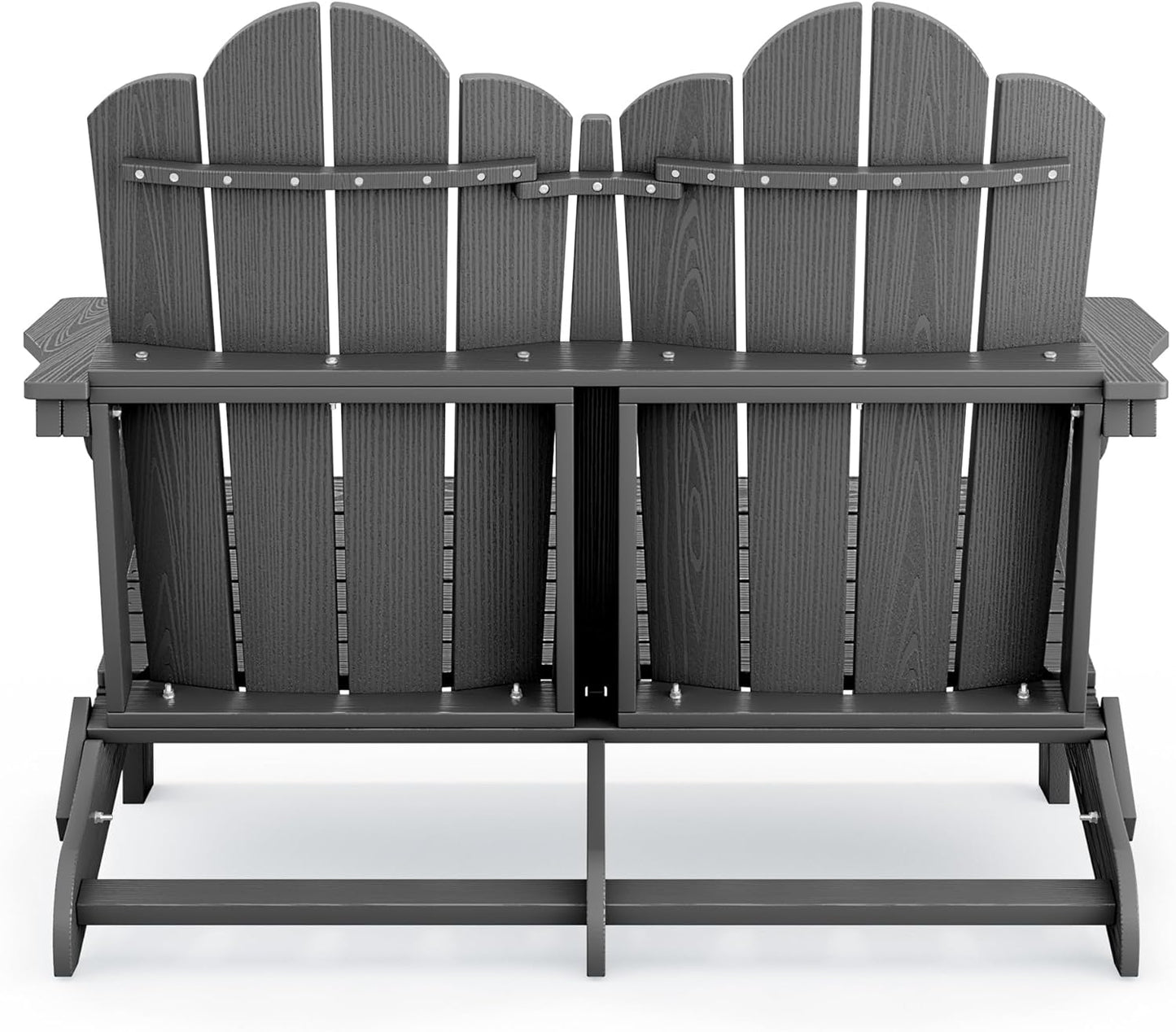 SERWALL Adirondack Bench, HDPE All-Weather Adirondack Loveseat, Outdoor Adirondack Chair for 2, Grey