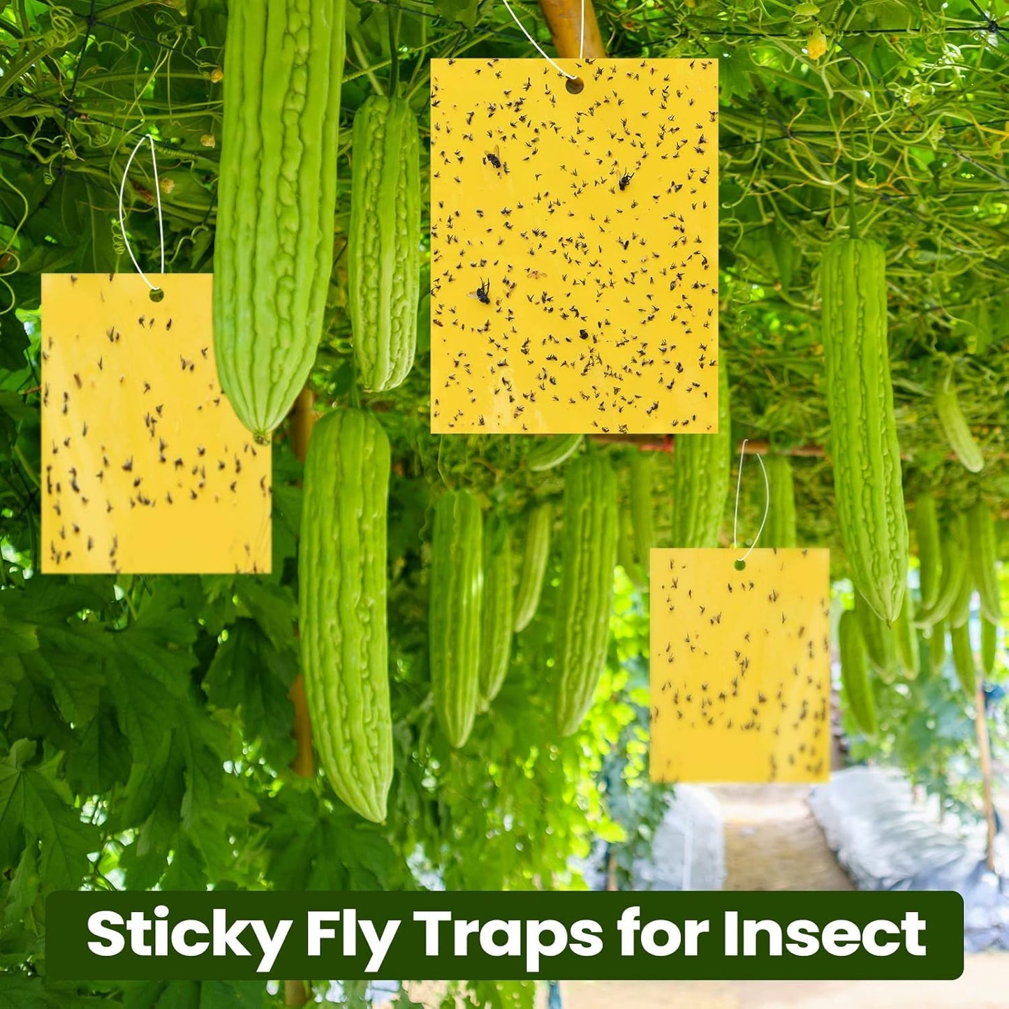 Qualirey 100 Pcs 6 x 8 Inch Sticky Traps for Plant Double Sided Sticky Trap for Gnats with Twist Ties Fly Traps for Fruit Insect Fungus Bugs Indoor Outdoor (Yellow)