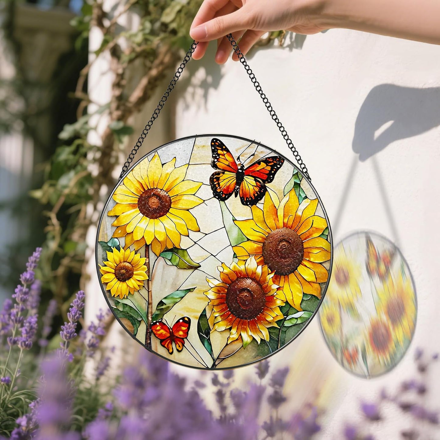 Butterfly Stained Glass Window Hanging, 8 Inch Sun Catchers Indoor Window, Suncatchers for Windows Hanging, Home Decoration and Christmas, Festival, Mother's Day, Birthday, Gifts for Women, Mom