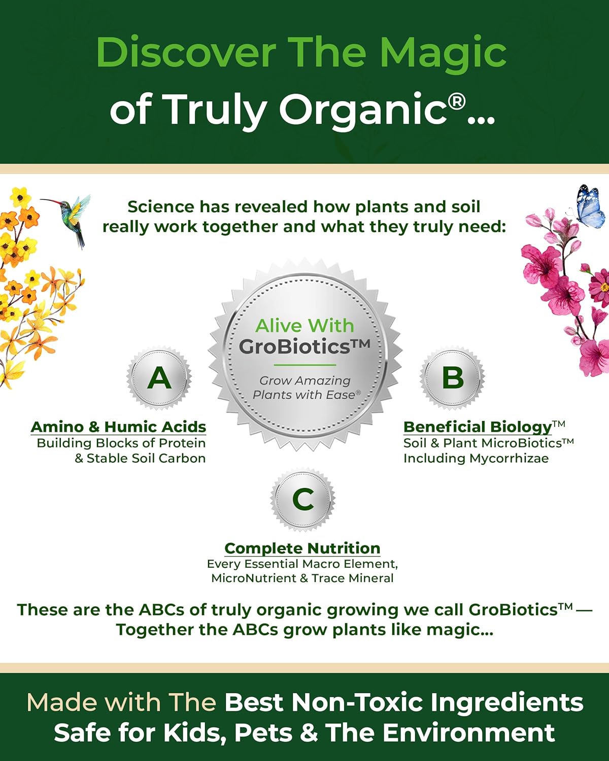 Organic Plant Magic - Truly Organic™ Slow Release Granular Fertilizer: Long-Lasting Plant Food Granules - Indoor & Outdoor Flowers, Vegetable Gardens, Fruit Trees, Shrubs, House Plants (Two 4 lb Bags)