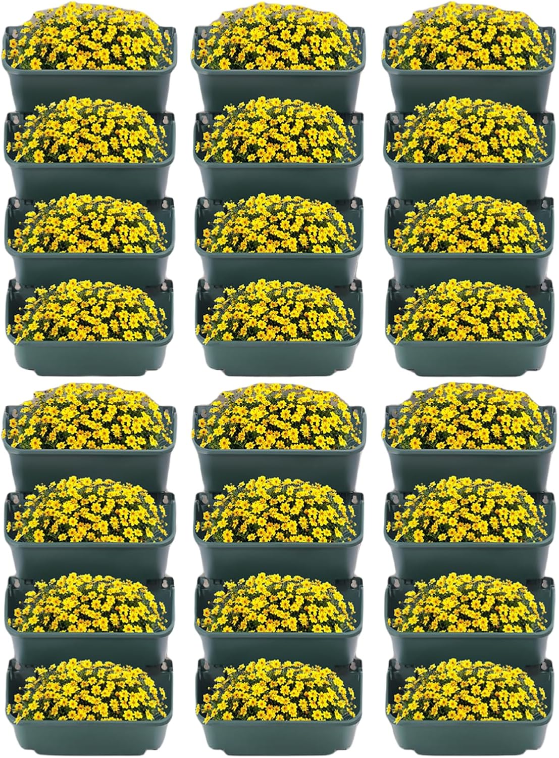 24-Pot Vertical Wall Planter, Self-Watering Stackable Planters for Indoor & Outdoor Use, Perfect for Herbs, Flowers & Vegetables (24, Green)