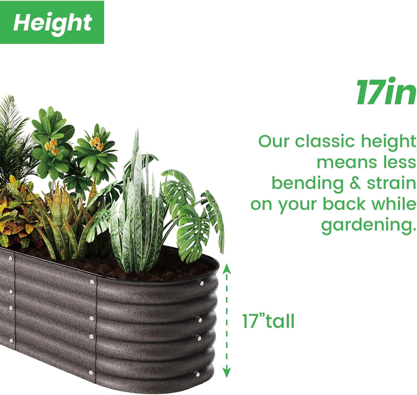 Raised Garden Bed Kit 8×2×1.4 FT Magnesium-Aluminum-Zinc Stainless Steel Metal Planter Box for Planting Outdoor Plants Vegetables (Crackle Gold)