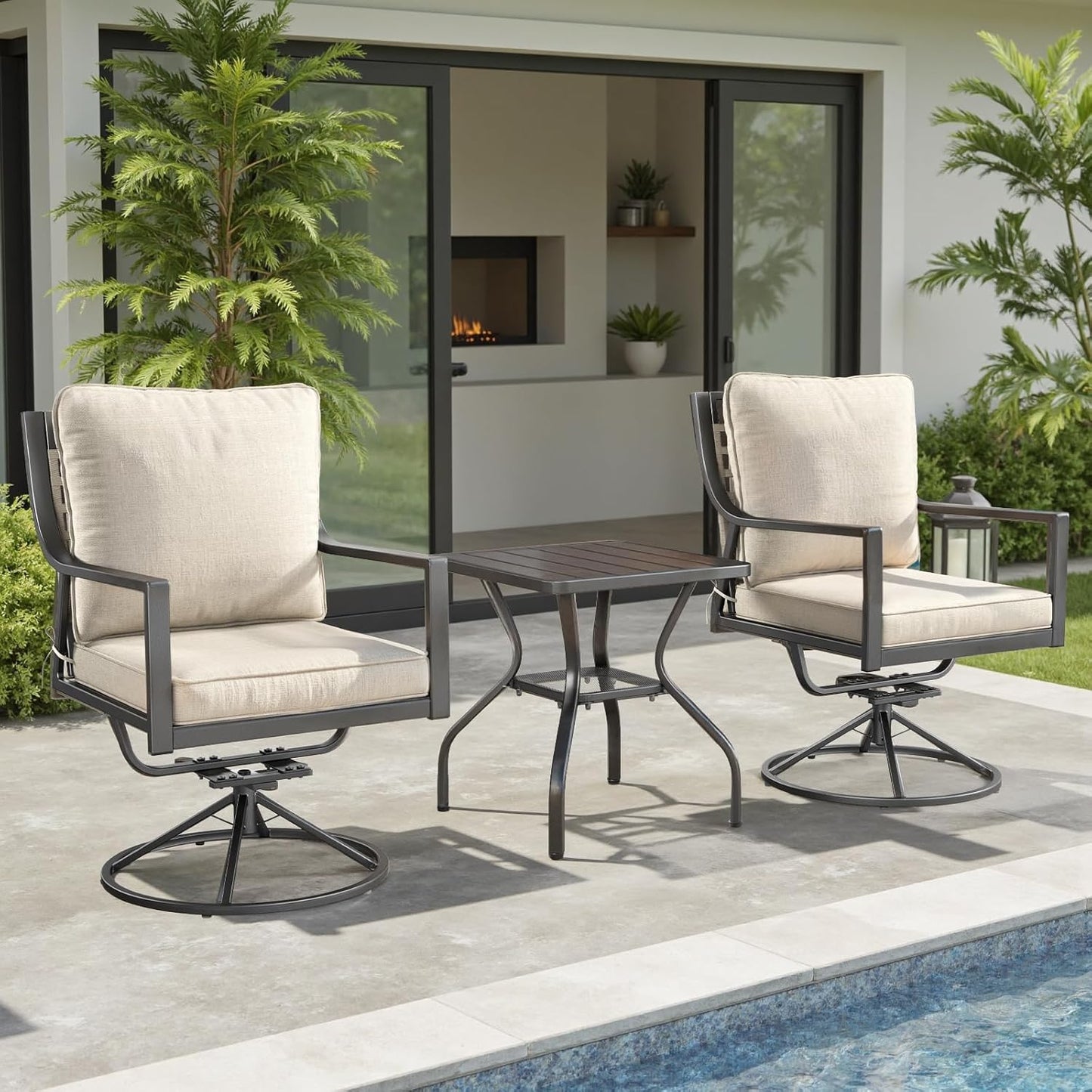 Patio Tables Outdoor Coffee Table - Metal Side Tables End Table for Patio Proch Deck Balcony Garden Squre