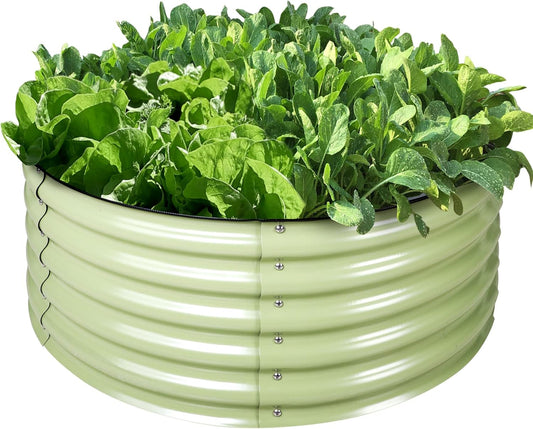 Olle 17" Tall 42" Round Raised Garden Bed Metal Raised Beds for Gardening, Large Planter Box Round Raised Garden Beds Outdoor for Vegetables, Sage Green