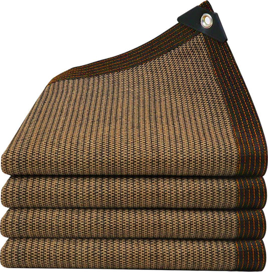 Coffee Shade Cloth 80%, Mesh Tarp - Garden Shade for Greenhouse, Patio, Vegetables, Plants Cover and Chicken Coops, Sun Shade Net for Outdoor Protection with Reinforced Grommets