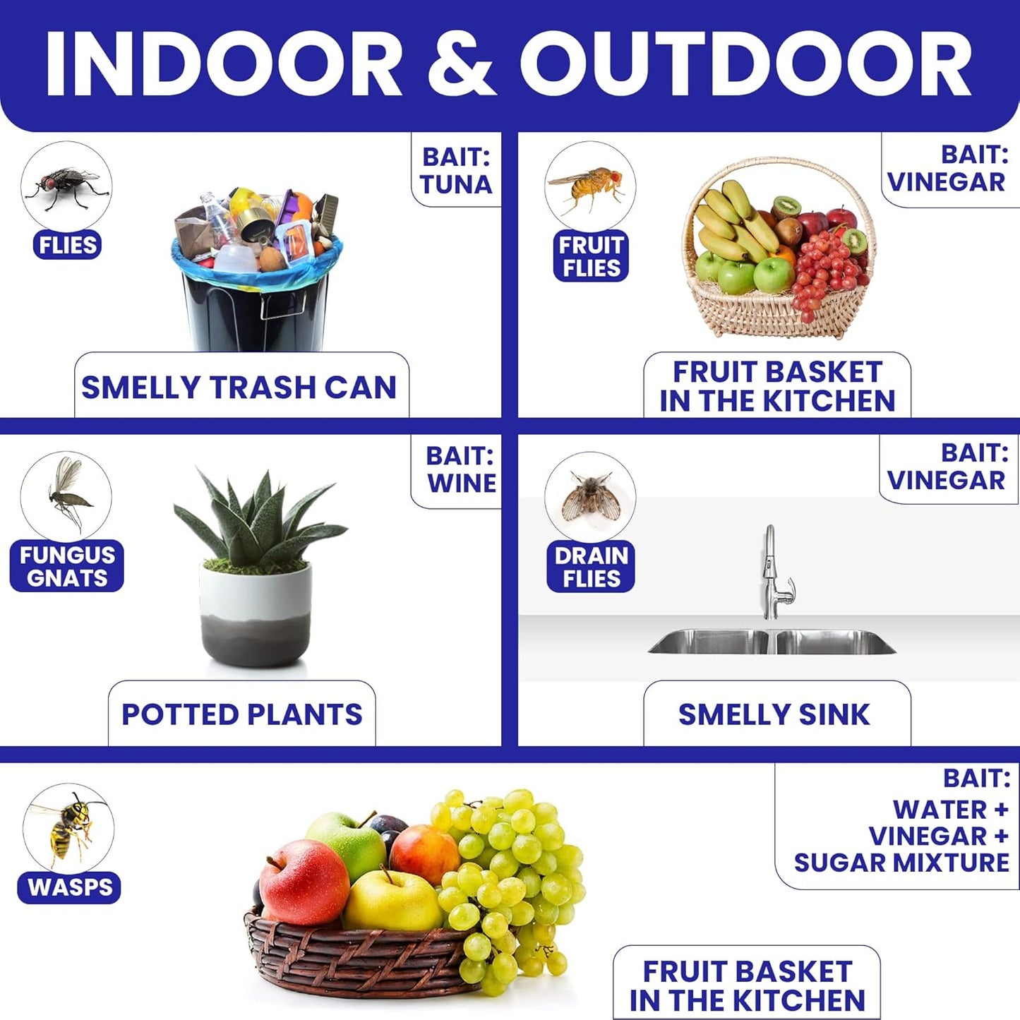 Fly Stick Sticky Fly Traps for Indoors Outdoor 6pk. Non-Toxic Super Sticky Hanging Flies Catcher Paper Tape Strips for Home. Catches All Bugs and gnats. Indoor Outdoor House Flying Insect Trap