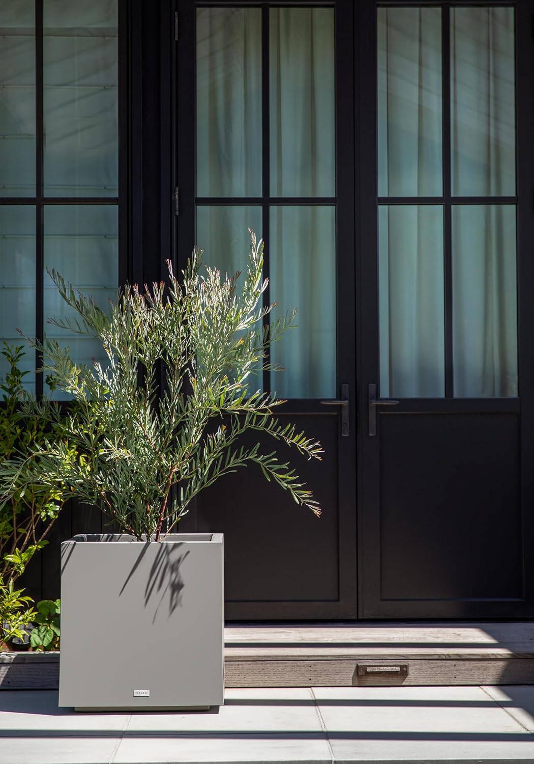 Veradek Block Series Cube Plastic Planter - Large Square Planter for Indoor or Outdoor Patio/Garden | Durable All-Weather Use with Drainage Holes | Modern Décor for Tall Plants, Trees, Flowers