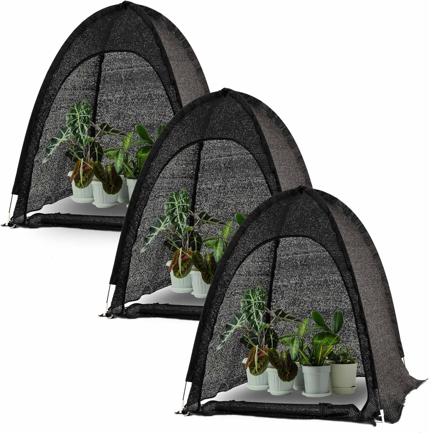 Porayhut Pop up Sunshade Cloth Pack of 2,Easy Open Crop Shade Net 36''*36''*39''UV Resisitant Plant 80% Sunblock Net for Mini Flower Pot with Stakes