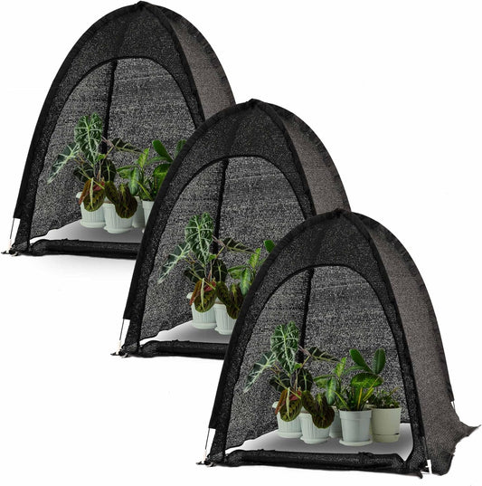 Porayhut Pop up Sunshade Cloth Pack of 2,Easy Open Crop Shade Net 36''*36''*39''UV Resisitant Plant 80% Sunblock Net for Mini Flower Pot with Stakes