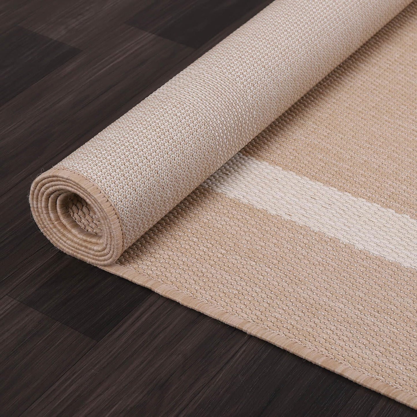 Bordered Outdoor Rug 5x7 Washable Outside Carpet for Indoor Patio Porch Waterproof Easy Cleaning Non Shedding Area Rugs Beige 5 x 7