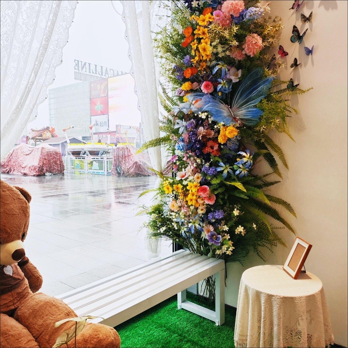 Weatherproof Metal Dining Bench, Outdoor Bench Backless Patio Bench 2-Person Farmhouse Bench Garden Bench for Kitchen, Living Room, Entryway(White,59in)