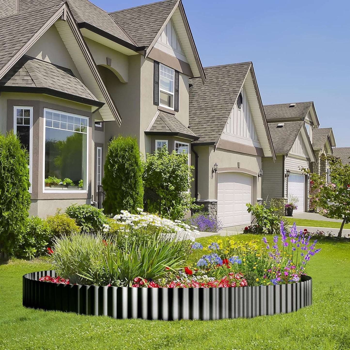 Land Guard Corrugated Garden Edging Border, 6" x 50' Landscape Paver Edging, Tall Landscape Edging, Fence for Garden, Flower Bed, Lawn and Landscape Edging (Glossy Black)