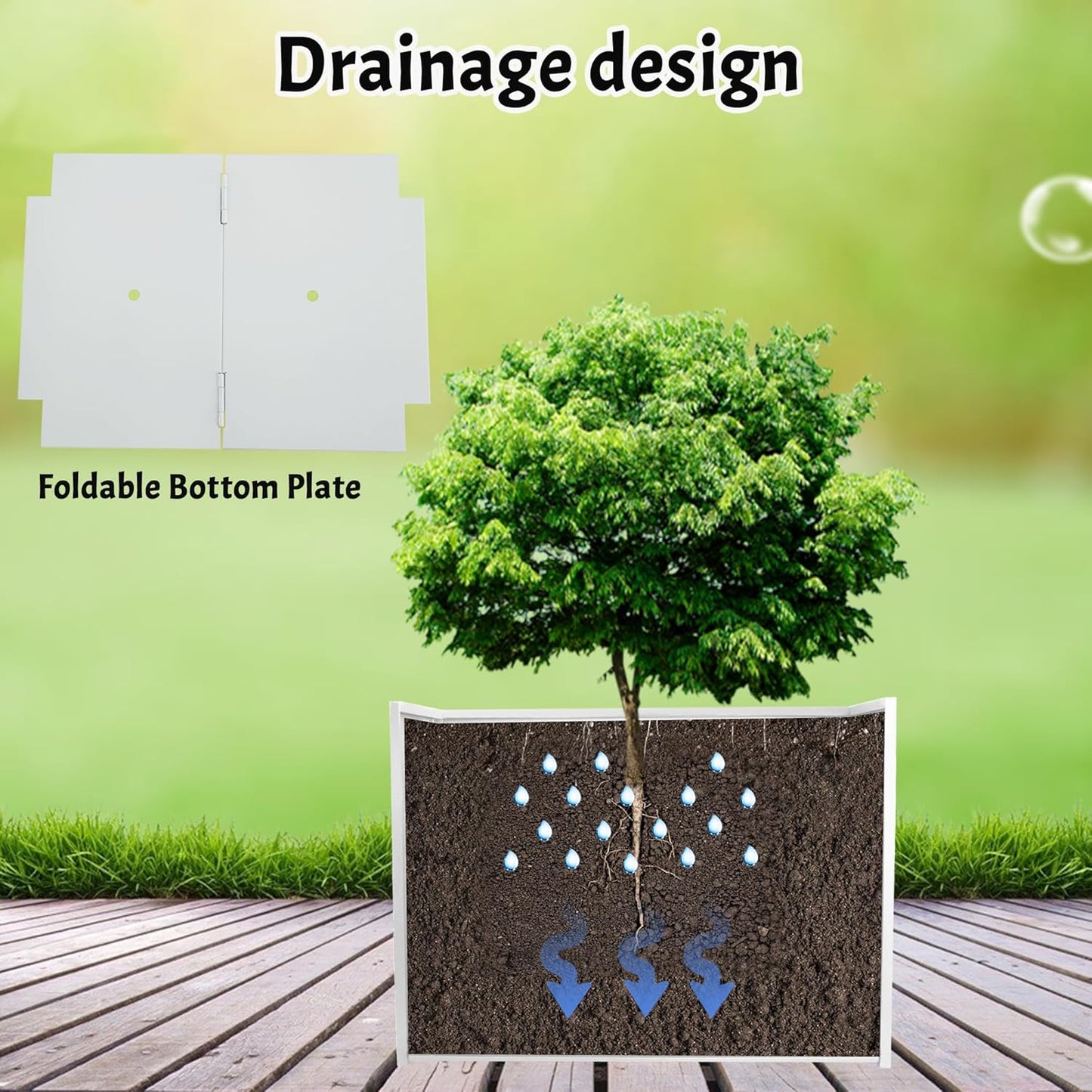 Galvanized Steel Rectangular Planter, 16"x 12"x 12" Small Planters for Outdoor Plants, White Outdoor Planter with Drainage Holes