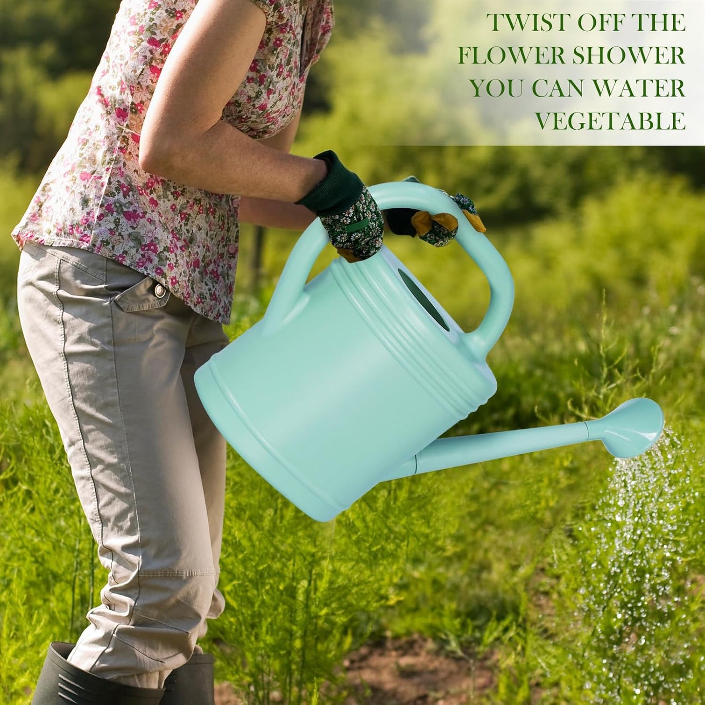 2 Gallon Watering Can for Indoor Plants, Garden Watering Cans for Outdoor Plant House Flower, Modern Plant Watering Can Large Long Spout with Sprinkler Head