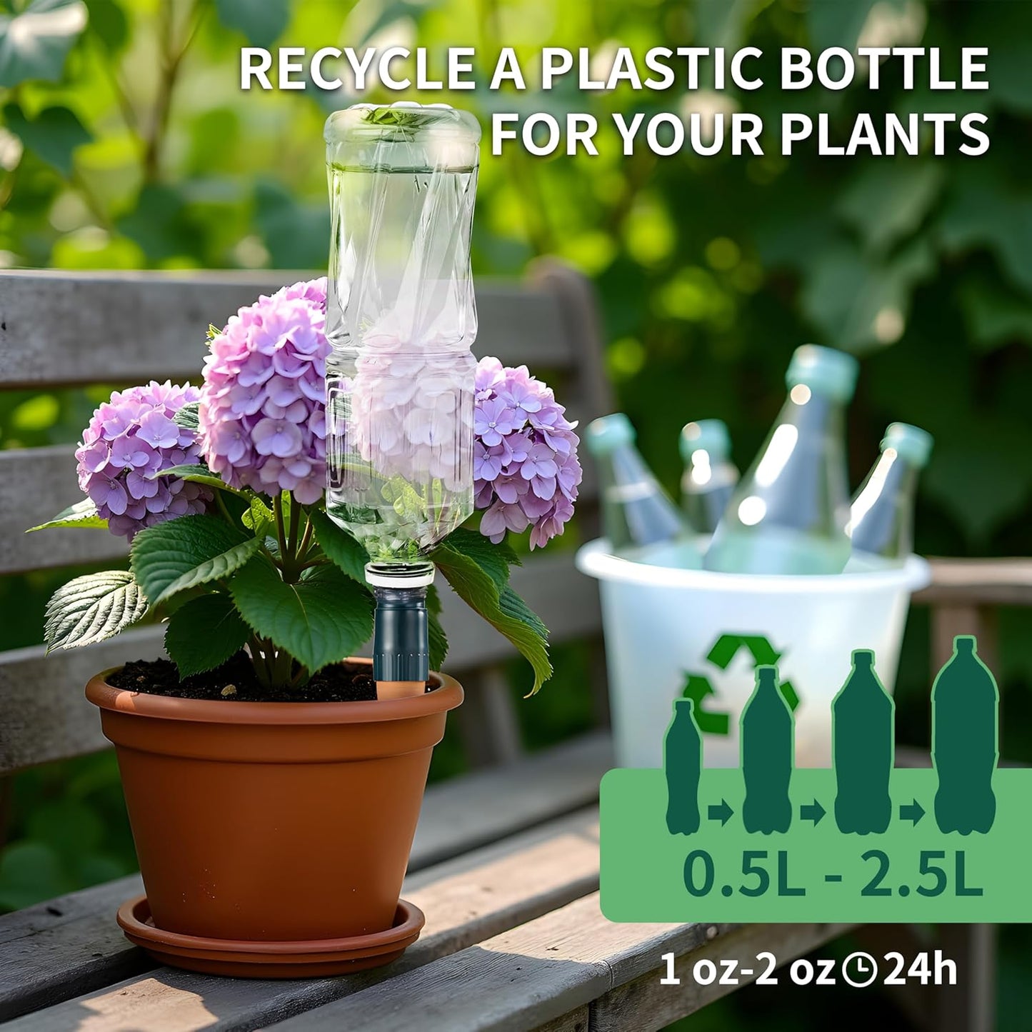 Terracotta Plant Watering Spikes, Bottle Adapter for Self Watering Planter Insert, Vacation Plant Watering Devices, Slow-Release Plant Watering Globes System for Outdoor | Indoor Use, 5-Pack