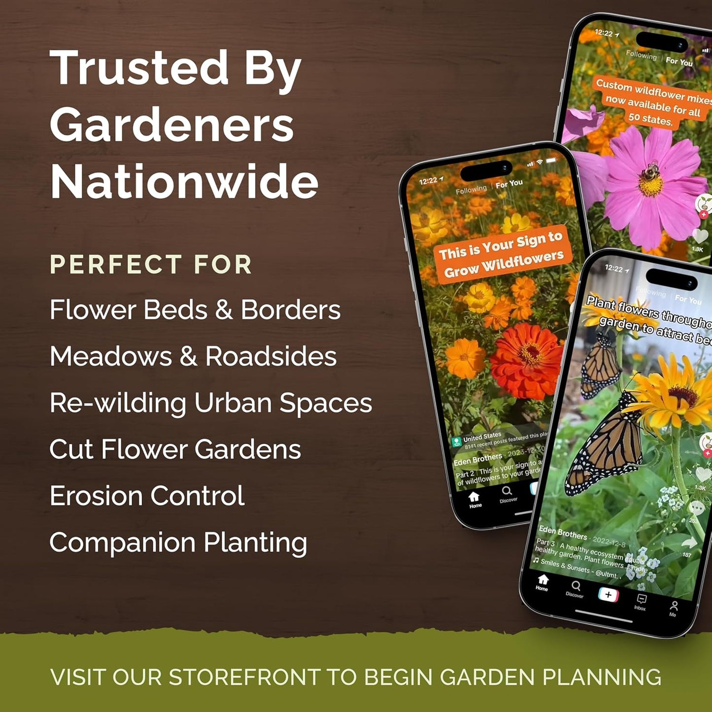 Eden Brothers Deer Resistant Wildflower Mixed Seeds for Planting, 1/4 lb, 120,000+ Seeds with Foxglove, Forget Me Not | Attracts Pollinators, Plant in Spring or Fall, Zones 3, 4, 5, 6, 7, 8, 9, 10