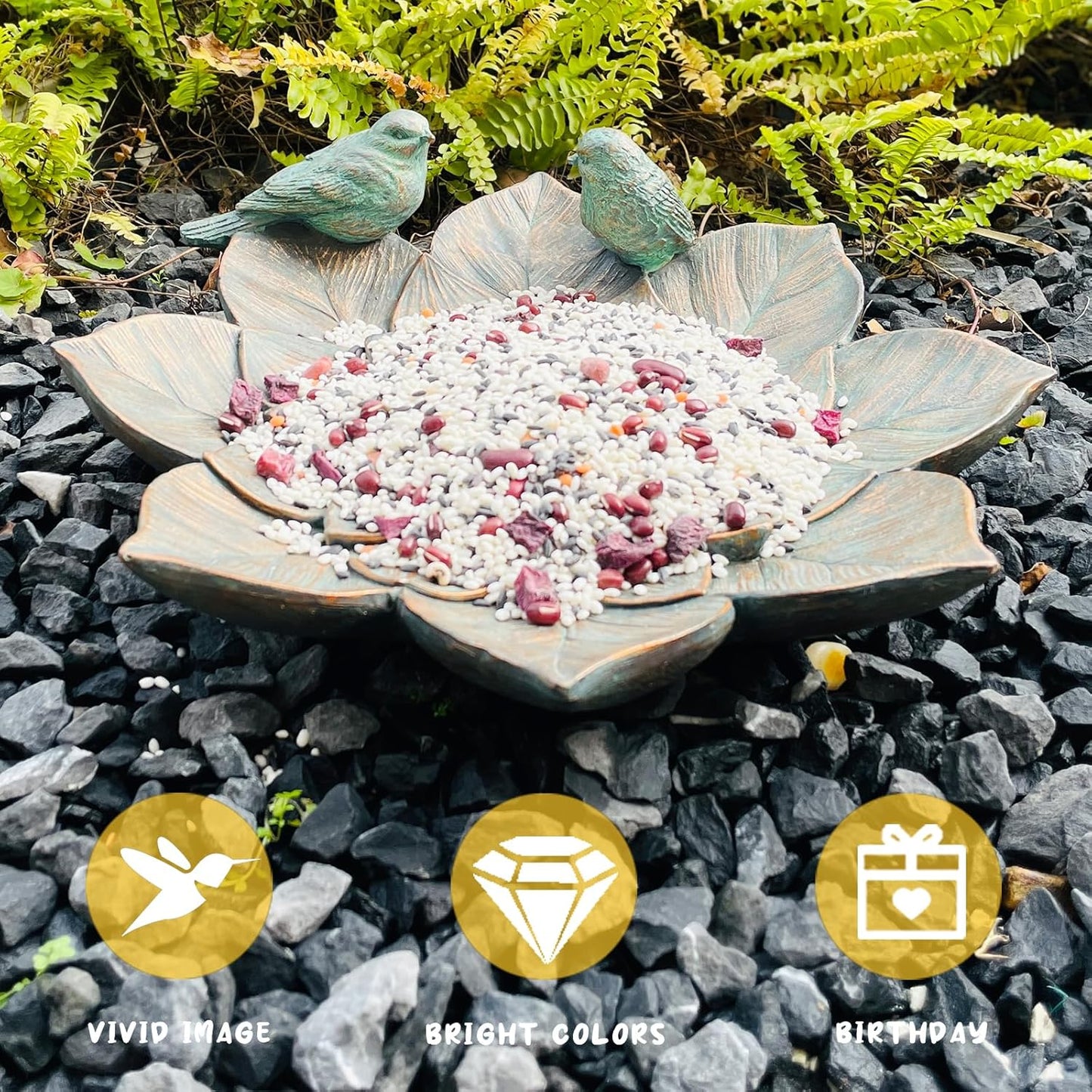 Bird Feeder Wild Bath Bowl Outdoors Antique Outdoor Garden Bird Bath Resin Birdbath Bowl with Vintage Ornament for Outside Yard Table Decor