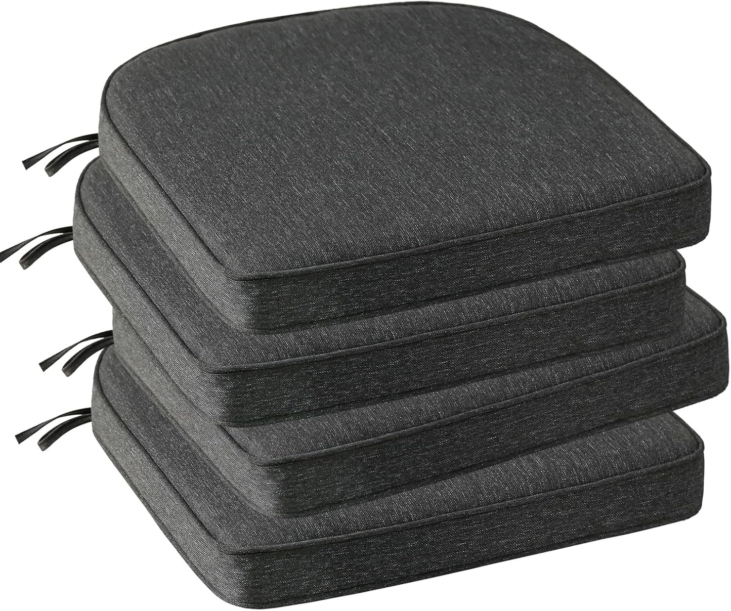 Outdoor Round Corner Seat Cushion, 17"x16"x2", Set of 4, Non Slip Seat Cushion Pads with Removable Cover for Patio Furniture, Garden Yard Lawn, Charcoal Gray
