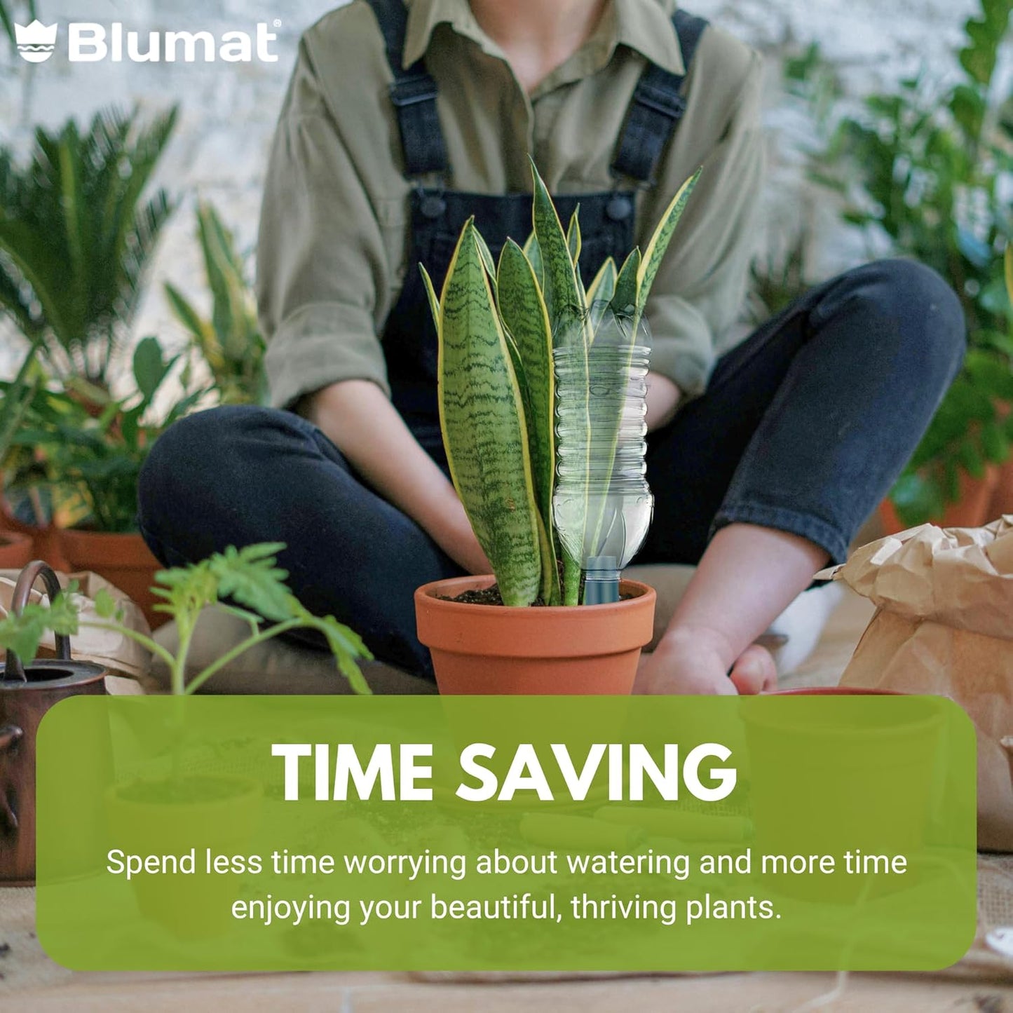 Blumat Plant Watering Device - Easy Self Watering Planter Insert for Indoor Plants - Bottle Adapter - Prevents Overwatering and Underwatering for Healthy Growth - 3 Pack