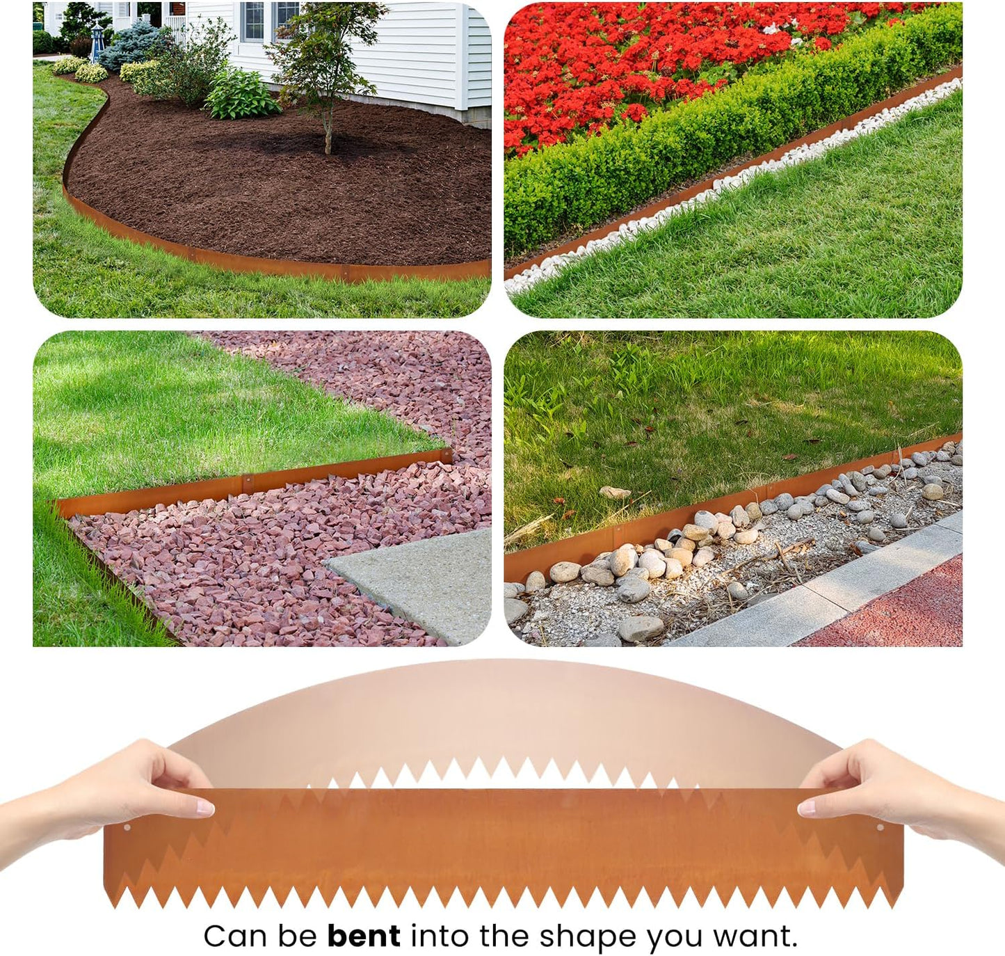 Corten Steel Landscape Edging Steel Landscaping Edging Metal Garden Edging Lawn Edge Border Rust Patina 40 Inch Strips 6 Inch Depth Hammer-in for Outdoor Yard Lawn Flower Plant 6 pcs