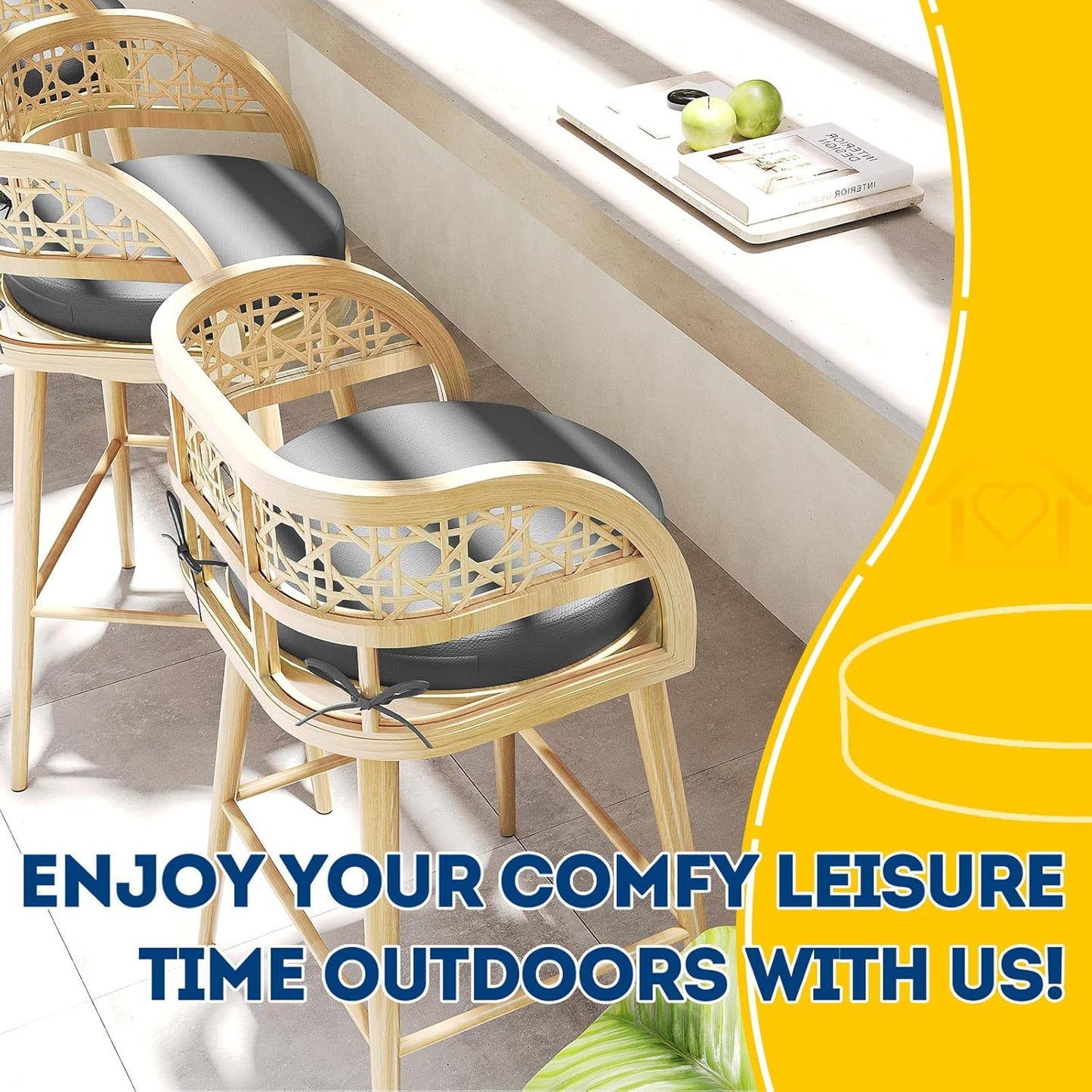 AAAAAcessories Outdoor Seat Cushions for Chairs, Waterproof, Fade-Resistant Patio Furniture Replacement Cushions, 15" x 15" x 2", Set of 2, Dark Gray