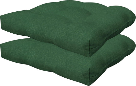 Honeycomb Outdoor Essentials Set of 2 Tufted Seat Pads, 19 x 18, Hampton Texture Hunter Dining Chair Cushions for Patio Furniture