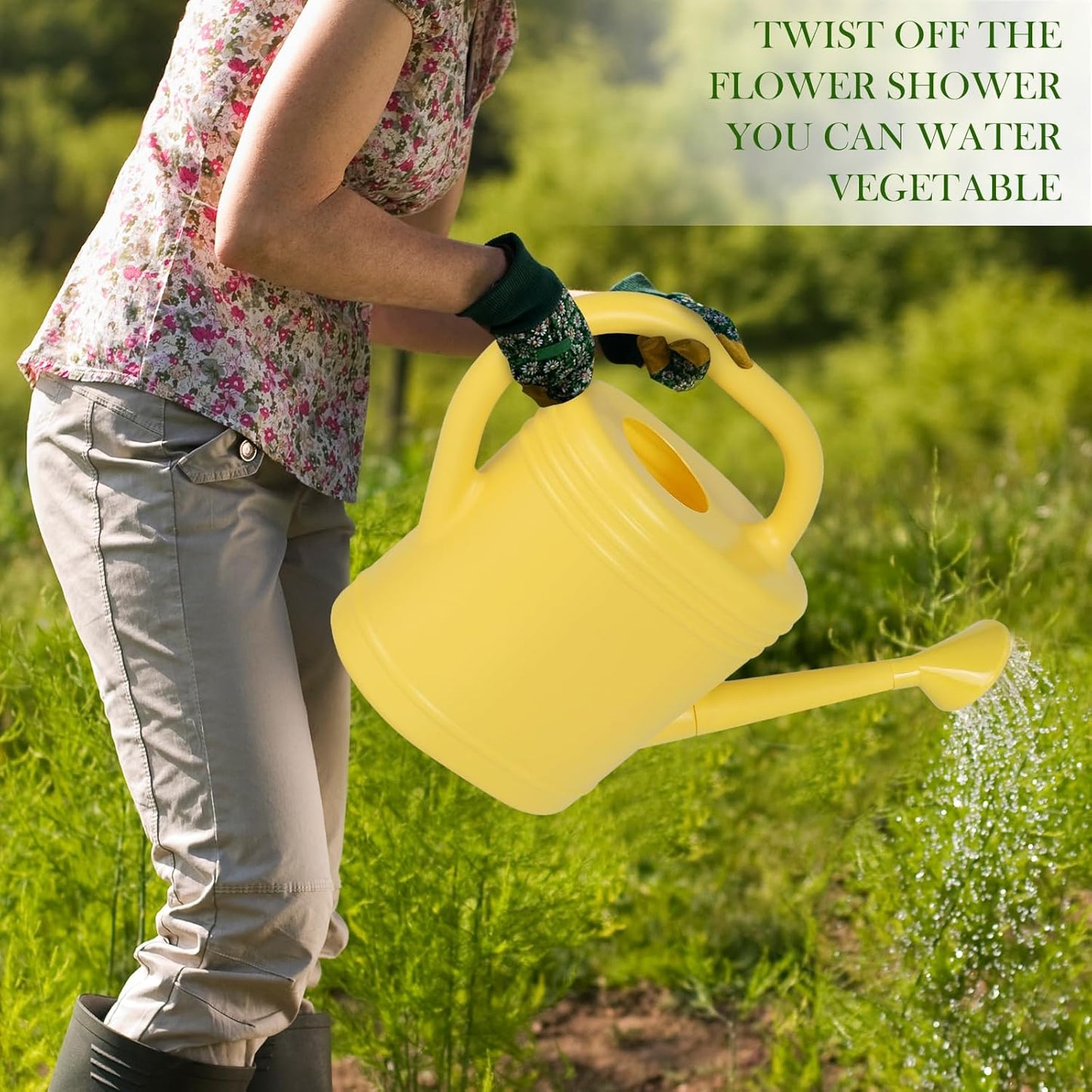 2 Gallon Watering Can for Indoor Plants, Garden Watering Cans for Outdoor Plant House Flower, Modern Plant Watering Can Large Long Spout with Sprinkler Head