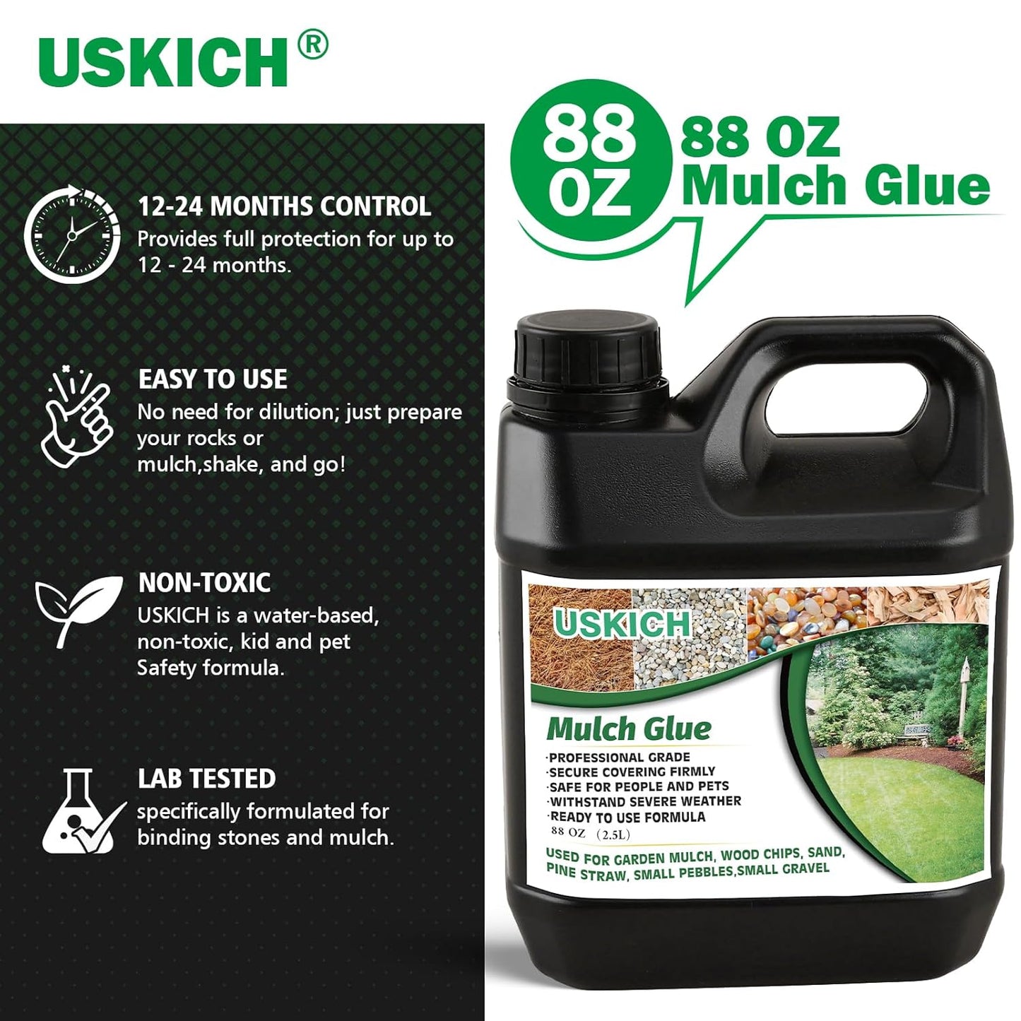 Mulch Glue for Landscaping, 88 0Z Rock Glue,Fast-Dry No-Toxic Long-Lasting Strong Pebble Binder, Pine Straw for Outdoor, Mulch Lock for Cypress, Lawn, Garden,Landscape Edging