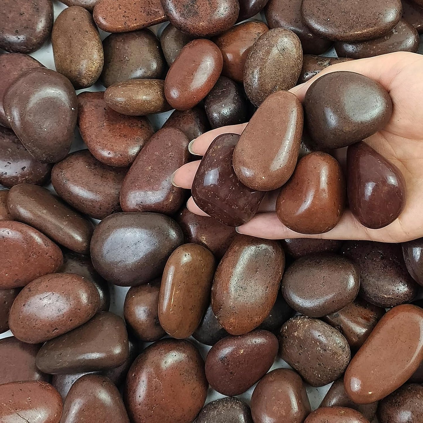 40 lbs Red River Rocks for Landscaping, 1-2 Inch Polished Pebbles for Indoor Plants, Decorative Rocks Stones for Vases, Aquariums, Fountains, Pathways, Backyard and Garden