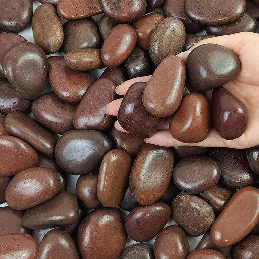 5 lbs Red River Rocks, 1-2 Inch Polished Pebbles for Indoor Plants, Decorative Rocks Stones for Landscaping, Vases, Aquariums, Fountains, Pathways, Backyard and Garden