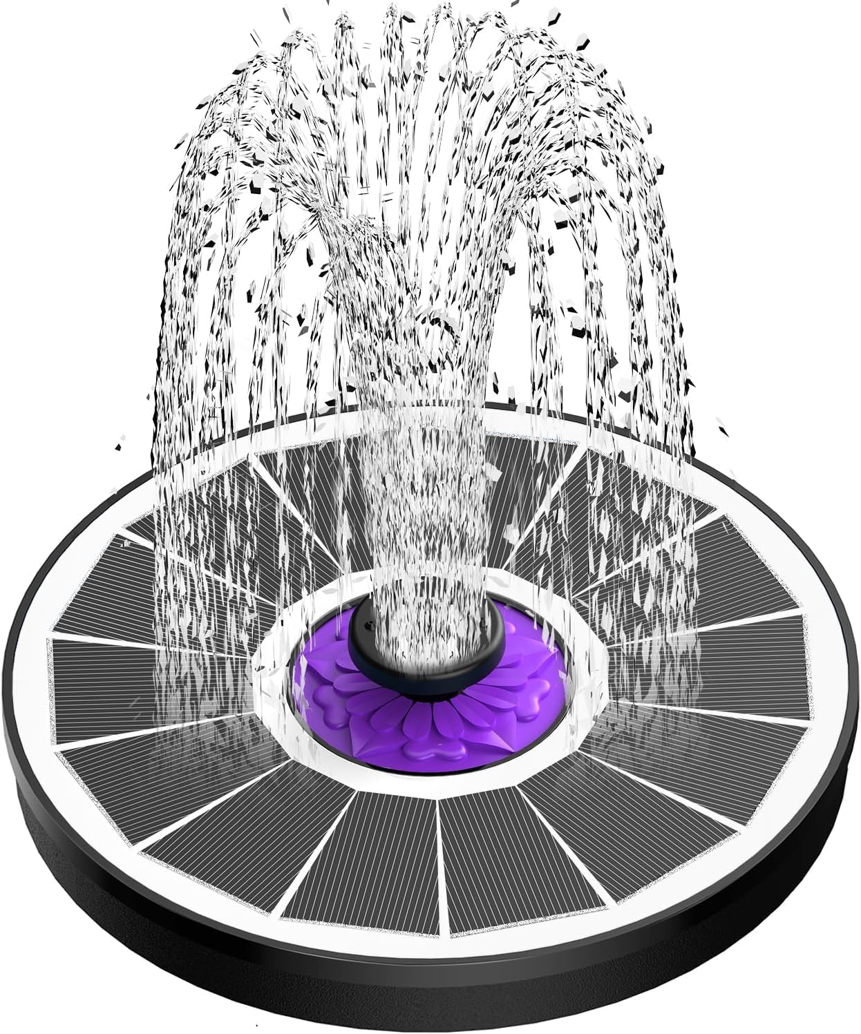 SZMP Solar Fountain 3.5W Bird Bath Fountains with Flower Upgraded Glass Panel, Solar Powered Water Fountain with 7 Nozzle & 4 Fixer, Solar Fountain Pump for Bird Bath, Garden, Pond, Pool (White)