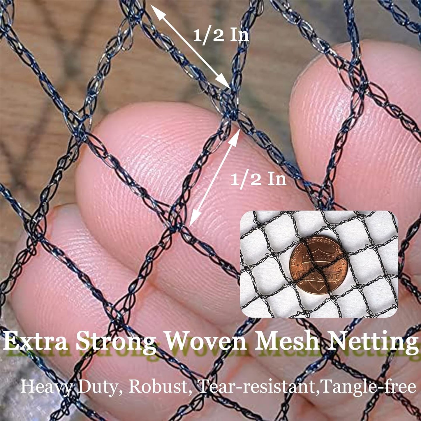 Meanchen Bird Netting 20x20 Ft, 1/2In Mesh Heavy Duty Garden Netting Pest Barrier for Plants, Vegetables, Extra Strong Woven Mesh Netting, Animal Fencing for Fruit Trees Against Birds, Deer, Poultry